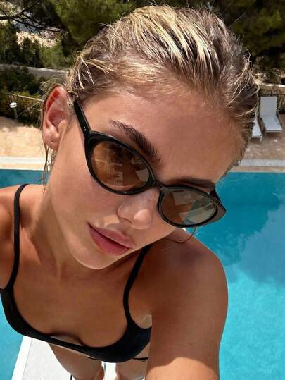 1 Pair Retro Cat Eye In Brown, Unisex College Style Eyewear Glasses, Fashionable Street Style Accessory, Suitable For Summer Beach, Outdoor Travel, Back To School