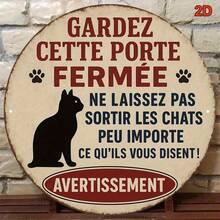 2D flach, 1 Stück rund dekoratives Schild, vintage französisches rundes Aluminium Schild - humorvolle "Lass die Katze nicht raus" Warnung mit Pfötchen-Abdruck, Bauernhaus-Stil Katzen-Themen Wanddekoration, geeignet für Küche, Veranda, Hinterhof, Katzen-Zimmer und Innenwände, Katzen-Dekoration, abgenutzt Design, strukturierte Oberfläche, perfekt für Raumdekoration 8*8 Zoll/20*20 Cm, 2D flach, Küchen-Dekoration, Veranda-Dekoration, Bauernhaus-Dekoration, robustes Metallschild (Lochposition zufällig) - A - Übersicht 4