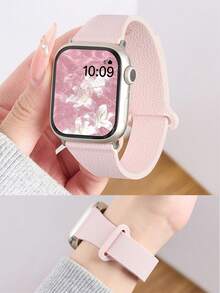 1条男女通用荔枝纹硅胶磁吸表带，兼容 42mm、38mm、40mm、41mm、44mm、45mm、46mm、49mm，时尚智能手表替换表带，适用于Series Ultra2、Ultra SE2、SE 11、10、9、8、7、6、5、4、3、2、1 - 粉色 - 查看 6