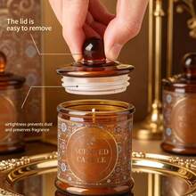 220g Bougie parfumée avec couvercle, parfum café et noix, décoration d'intérieur aromatique, bougie d'aromathérapie, cadeau de fête, anti-stress, relaxation, convient pour la décoration de la maison, la décoration de la chambre, cadeau de bougie, cadeau de fête, cadeau d'anniversaire, cadeau pour elle - Noix au café - 220 g - Voir 4