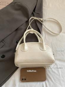 Túi xách bowling đa năng, bóng bẩy, thời trang, túi đeo vai và đeo chéo tối giản phong cách thường ngày dành cho nữ mùa xuân mới, chất liệu cao cấp. - Màu be - Xem 6