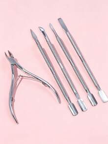 5pcs Manicure Tool Set, Nail Care Tools Include Nail File, Cuticle Nipper, Cuticle Pusher, Suitable For Nail Technicians - Multicolor - View 5