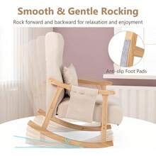 Linen Nursery Rocking Chair With Wooden Frame For Living Room Bedroom - Default - View 4