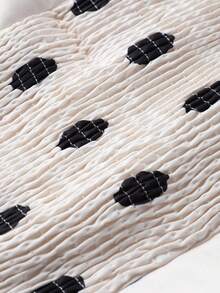 休闲性感优雅年轻时尚迷人波点编织面料抹胸甜美度假日常单身派对旅行夏季上衣、春季上衣、派对上衣、外出上衣 - 杏色 - 查看 11