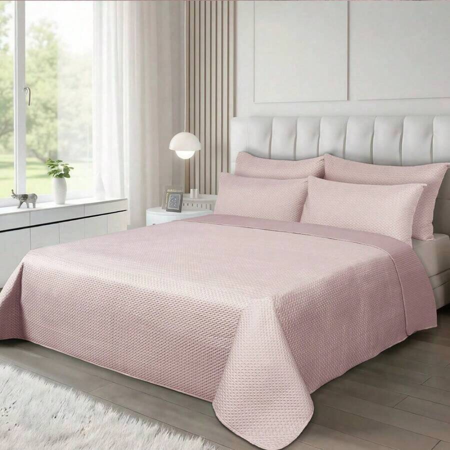 Two-Tone Air Conditioning Duvet And Pillowcase Set, Includes 1 Duvet And 1/2 Pillowcases, Made With A Soft And Comfortable Filling Process, Breathable Design To Keep Cool And Comfortable, Easily Integrates Into Any Bedroom Decor - 淺粉紅深粉 - 查看 1