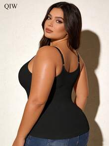 2pcs Plus Size Women Solid Color Wireless Adjustable Strap Shapewear Camisole Undershirt - Multicolor - View 2