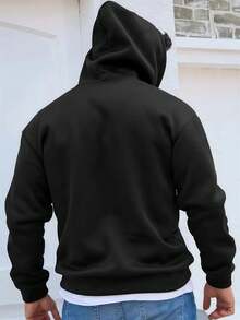 Men's Black Patterned Printed Hoodie - Designed By Black Rifle Coffee Company, Loose Casual Pullover With Pocket Detail, Comfortable For All Seasons, Suitable For Sports And Everyday Wear, Heat-Transfer Print, Regular Fit, Comfortable Clothing, Durable Fabric, Street Fashion, Urban Style, Soft Material, For Street Enthusiasts - Black - View 4