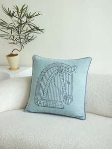 LCUHPCL American Luxury 3D Embroidered Horse Pillow Case With Rope Decoration, 1pc And 2pcs Home Decor Suitable For Living Room, Bedroom, Party And Various Environments - Multicolor Right - View 10