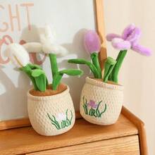Lifelike Floral Plush Doll, Iris Potted Plant Home Decor, Soft & Comfortable Realistic Design, Excellent Gift Choice - 30cm - View 7