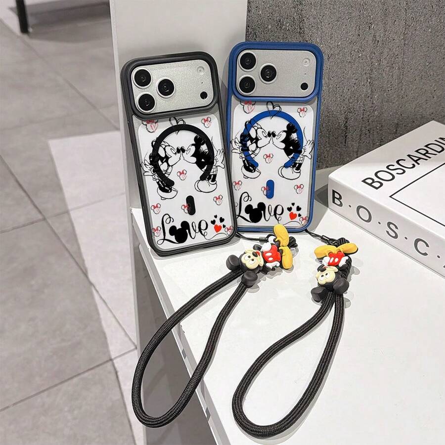 This Disney Mickey Mouse Lanyard Phone Case Is Fully Covered In TPU Material, Features Strong Magnetic Closure, Is Shockproof And Lightweight, And Is Compatible With IPhone17/16/11/13/15/15 Plus/15 Pro/15 Pro Max/12/14 Pro Max/11 Pro Max/12 Pro/12 Pro Max/13. This Phone Case Is A Popular Birthday Gift Or Business Gift Choice; It Is Durable, Stain- And Fingerprint Resistant, And Suitable For Both Men And Women. The Set Also Includes A Mickey Mouse Phone Case And A Mickey Mouse Plush Bracelet, Making It A Perfect Gift For Friends And Family. This Stylish Phone Case Is Fun, Lightweight, And Durable. IPhone17 Pro Max Phone Case, Minnie Mouse Phone Case. - màu đen - Xem 1