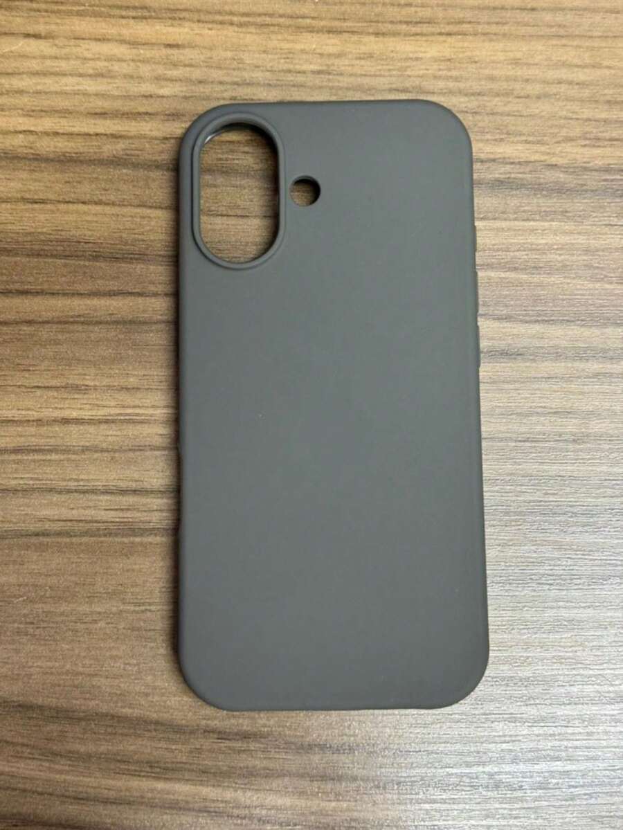 Premium Velvety Silicone Phone Case IP17 Open Camera Protective Case With Apple Logo - Dark Gray - View 1