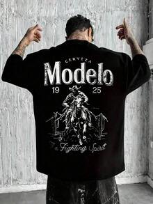 Camiseta unisex. Estilo masculino. Manga corta. Camiseta de manga corta. Ropa de primavera. Excelente. Corte holgado. Silueta de gran tamaño. Impreso. Regalo. Regalo. Estilo urbano. Primavera. Verano. Otoño. Invierno. Estilo masculino. - Negro - Ver 1