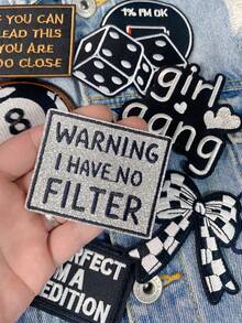 Bộ 3/8 miếng vá thêu chữ tiếng Anh đen trắng dễ thương kiểu punk hình nơ, chất liệu polyester, thích hợp để trang trí quần áo, may vá, dán lên vải, phụ kiện may quần áo như ba lô, quần jean, áo khoác, áo phông, mũ, váy, v.v. - trộn lẫn - Xem 5