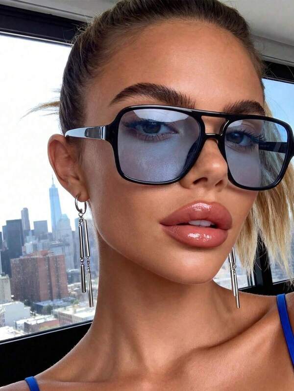 1 Pair Unisex Aviator Style Ocean Blue Fashion Glasses, Suitable For Dates, Engagements, Weddings, Valentine's Day, Summer Beach Vacations, Outings, Outdoor Activities And Travels