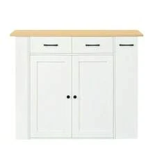 Extendable Kitchen Island With Dining Area, Adjustable Shelves And Drawers, Power Strips And Two Chairs, Ideal For The Kitchen And Dining Room (White) - White - View 7