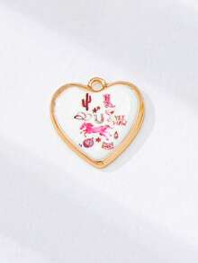 1 pièce Charme de cœur de cowboy/cowgirl occidental en émail pour la création de bijoux - Pendentif thème sud-ouest pour collier, bracelets, boucles d'oreilles - Far West, cactus, cowboy, cowgirl, bottes, accessoires de bijouterie cheval - Multicolore - Voir 18