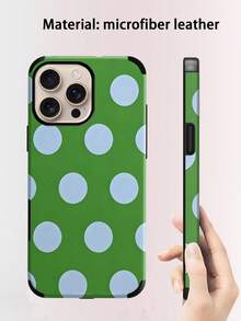 Una elegante funda para teléfono que no incluye cordón ni soporte. Funda de cuero para teléfono con diseño de lunares minimalistas y bonitos, 1 pieza, estampado de lunares blancos y negros, funda de cuero suave con impresión, estilo boho minimalista francés y moderno, compatible con/S24 Ultra, 17 Pro/16 Pro/12 Pro/13/14 Plus/15 Pro/16 Pro, 11/13 Pro Spring. - Verde - Ver 11