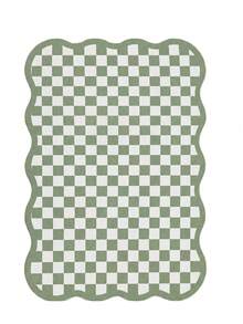 1pc Luxury Fluffy Checkered Carpet, Asymmetrical Wavy Edge Bedroom Decor Rug, Korean Sweet Pink Dressing Room Carpet, Pastoral Artistic Entryway Rug, Multiple Sizes Available, Living Room Carpet, Rug, Area Rug, Small Area Rug, Mat, Home Decor, Washable Carpet - Multicolor - View 18