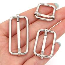 10 chiếc khóa trượt điều chỉnh được hình chữ Nhật, khóa lăn kim loại, phụ kiện tự làm ví, túi xách, dây đeo thắt lưng. - bạc - Xem 3