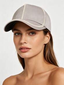 1pc Y2K Style Vintage Baseball Cap With Pearls, Women's Accessory, Summer Golf Hat, Dad Hat, Adjustable Classic Low Profile Solid Color Cap, Unisex Outdoor Sun Hat, Fashion Casual American Style Denim Hat, Perfect Gift Choice - Baseball Cap - View 5