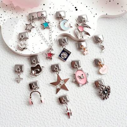 1/3 piezas Encantos de pulsera modular de acero inoxidable, con diseños de mariposa, corazón y estrella, adecuado para hacer joyas DIY de pulseras, collares, gran regalo para mujeres, madres, novias