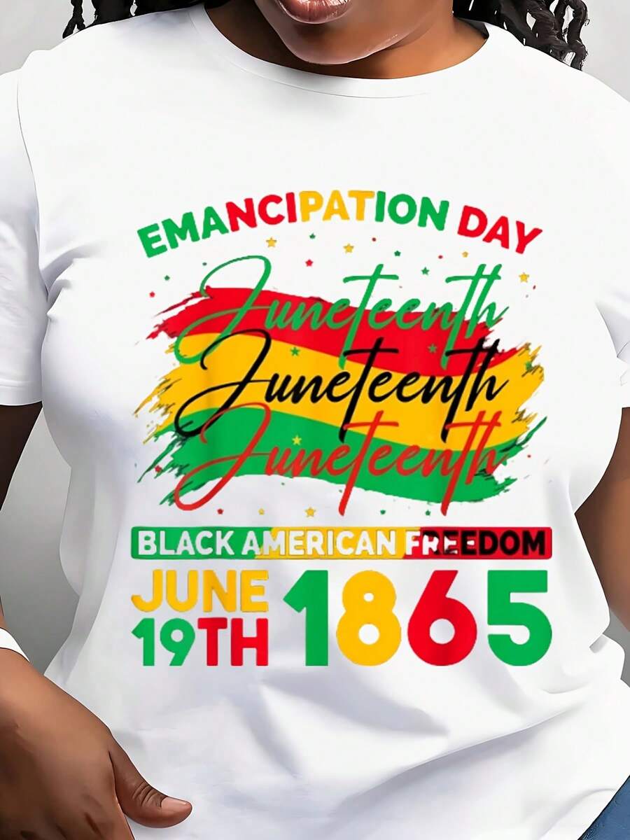 Juneteenth Emancipation Day Black American Freedom June 19th 1865 Women's T-Shirt Casual Crew Neck Short Sleeve Celebrating Historical Liberation And Cultural Pride Perfect For Everyday Wear And Commemorative Events - 白色 - 查看 1