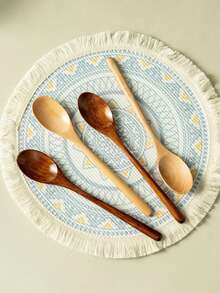 2pcs Wooden Long Handle Spoons, Korean Style Large Soup Spoon, Japanese Small Wooden Rice Spoon, Soup Spoon - View 2