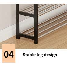 4-Tier White Shoe Rack, Heavy-Duty Metal Shoe Organizer With Sturdy Frame, Slim Space-Saving Shoe Shelf For Small Spaces, Quick Assembly Shoe Stand For Entryway, Closet, Hallway, Dorm & Bedroom, Durable Home Shoe Storage - 黑色 - 查看 5