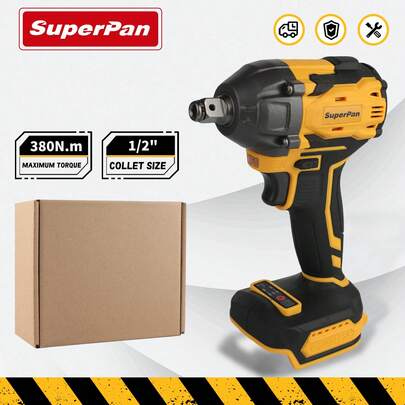 Superpan Brushless Impact Wrench, 380N.M Max, 1/2" Collet, Cordless Bare Tool For DIY Projects