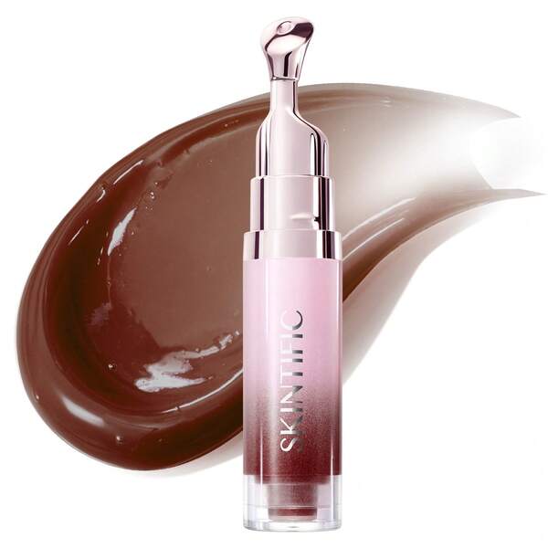 SKINTIFIC [New Launch] Peptide Nourishing Lip Serum - Tinted Lip Balm Gloss Oil For Daily Lip Care, Brightens Dark Lips, Long-Lasting Hydration, Cooling Applicator, Velvet Sheer Color Lip Treatment