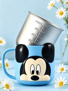 Disney 1个260毫升迪士尼3D卡通不锈钢冷热两用杯，家用/办公饮具，可拆卸不锈钢内胆，可重复使用防烫咖啡/牛奶/水杯，可用洗碗机清洗，是派对、生日、返校、婚礼、节日的理想礼物 - 彩色 - 查看 3