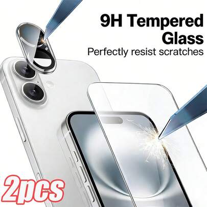 2-In-1 Set: 1 High-Definition Glossy Screen Protector + 1 Lens Protector Cover, High-Hardness Scratch-Resistant Tempered Glass Phone Screen Protector, Compatible With IPhone 17e/17 Pro Max/17 Pro/17 Air/17/16/16 Pro/16 Plus/16 Pro Max/15/15 Plus/15 Pro/15 Pro Max/14/14 Plus/14 Pro/14 Pro Max/13 Mini/13/13 Pro/13 Pro Max/12 Mini/12/12 Pro/12 Pro Max/11/11 Pro/11 Pro Max And Other Models.