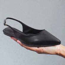 Women's Slingback With Pointed Toe And Classic Buckle By Dona Alice. Comfortable, Lightweight, And Soft. Sizes 33 To 40. - Black - View 4