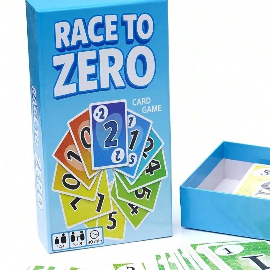 竞速归零棋盘游戏，趣味数学计数策略卡牌游戏，30分钟游戏时间，互动派对游戏，适合家庭朋友聚会 - 淺藍色 - 查看 1