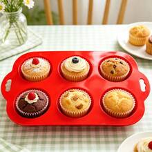 6 Cavidades Forma de Cupcake de Silicone Econômico Reutilizável Flexível Leve Fácil Limpeza - Visão 7