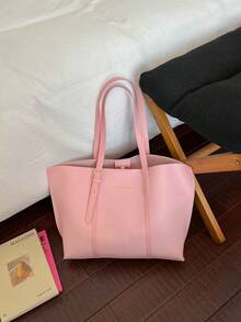 Large Capacity Handbag For Women, New Minimalist Fashion Versatile Commuter Shoulder Tote Bag - Pink - View 6