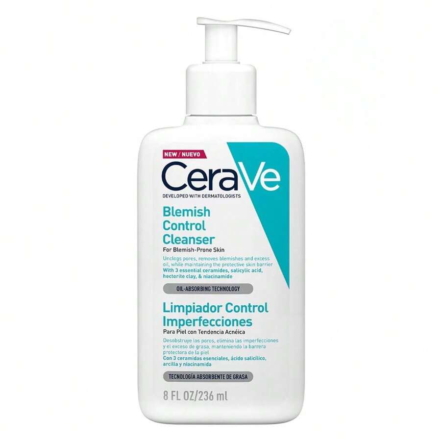 CeraVe Limpiador Control Imperfecciones 236ml Gel Espumoso Piel Mixta Grasa Anti Acné Granos y Espinillas con Acido Salicilico Ceramidas Niacinamida Limpia Poros Reduce Oleosidad Uso Diario - Ácido salicílico - Ver 1
