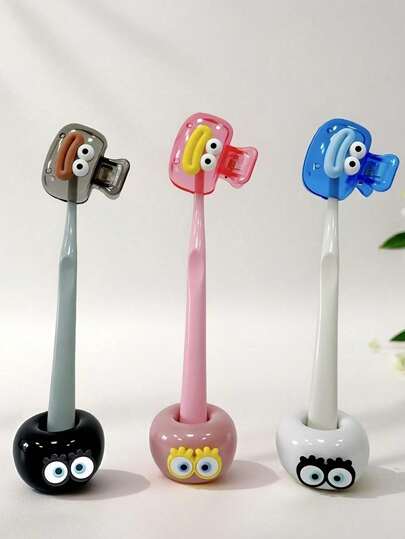 Cute Sausage Mouth Toothbrush Clip & Eye Toothbrush Base Family Set,Portable Travel Drain Toothbrush Clip,Household Bathroom Toothbrush Head Protective Cover Storage Clip,Ceramic Toothbrush Holder, Toothbrush Cover,Dustproof Toothbrush Head Cover For Travel,Multiple Colors Available, Best Gift For Lovers, Friends, Family, Teachers, Travel Enthusiasts,Must-Have For Home,Dorm,Back-To-School