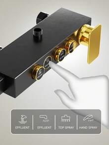 Black Gold Household Shower Faucet Set, Shower Head, With Pressurized Shower Head, Toilet Spray Gun - Gold - View 7