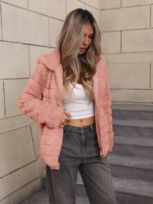 Risissida Women Hooded Faux Fur Jacket - The Perfect Choice For Autumn/Winter - Pink - View 7