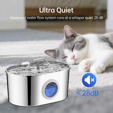 Smart Pet Water Dispenser, 2.2L Stainless Steel T-Shaped Automatic Cat Water Fountain With Double Outlets, With Visual Window Cat Fountain, 5V-USB Power Supply, Suitable For Small And Medium-Sized Pet Water Fountains - 2.2LT Smart Pet Water Fountain - View 3