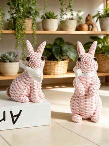 1 Set de Figura Tejida de Conejo (Incluye Cinta Blanca) - Diseño de Conejo Adorable, Adecuado para Colocar en la Sala de Estar o el Balcón para Crear una Atmósfera Cálida y Encantadora, Opción Popular para la Decoración del Hogar de Moda, Se Puede Usar para Crear Decoraciones Únicas para Interiores y Exteriores. Decoración de Pascua, Regalo de Pascua. - A - Ver 6