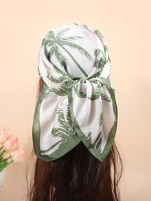 1pc 70cm Printed Scarf/Bandana, Women's Fashion Accessory Suitable For Beach, Vacation And Daily Life, Adding Highlights To Your Outfit - Green - View 6
