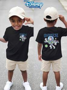 Disney 1pc Teen Boys Casual Toy Story Buzz Lightyear Print Short Sleeve Tshirt Boys Clothes Kids Clothes Boys Boys Shirts Summer - màu đen - Xem 2
