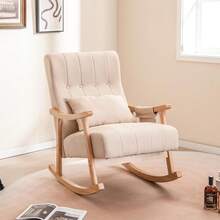 Linen Nursery Rocking Chair With Wooden Frame For Living Room Bedroom - Default - View 2
