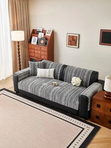 1 chiếc vỏ gối sofa họa tiết hình học Bohemian, chất liệu jacquard chenille, mềm mại, bảo vệ đồ nội thất bốn mùa, chống trượt, chống bụi, chống nhăn, bền, chống trầy xước do mèo cào, phù hợp với sofa 1-4 chỗ và sofa hình chữ L. - Xám - Xem 2