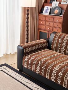 1 chiếc vỏ gối sofa họa tiết hình học Bohemian, chất liệu jacquard chenille mềm mại, bảo vệ đồ nội thất bốn mùa, chống trượt, chống bụi, chống nhăn, bền, chống trầy xước do mèo, phù hợp với sofa 1-4 chỗ và sofa hình chữ L. - Cà phê nâu - Xem 5