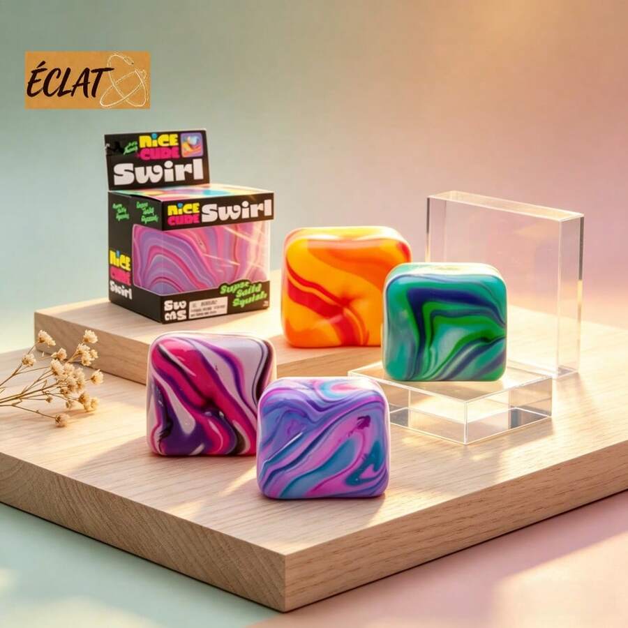 1pc New Nee Ddoh Marble Texture Malt Sugar Stress Relief Toy Cube Soft Squishy Anxiety Relief Toy Exquisite Versatile Niche Perfect Gift For Holiday Christmas FOUB - Large Pink - 查看 1