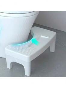 1pc Minimalist White Plastic Toilet Stool, Bathroom Assist Squatting Stool - White - View 7