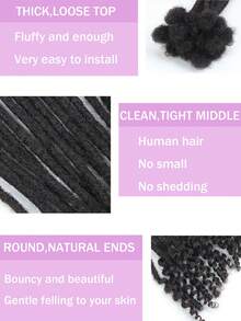 Human Hair 0.6cm Top And 0.4cm Down Width Human Hair Extensions With Curly Ends 10 Sticks Per Pack Full Handmade Permanent Dreadlock Extensions For Men And Women Natural Black Color - Natural Black - View 4